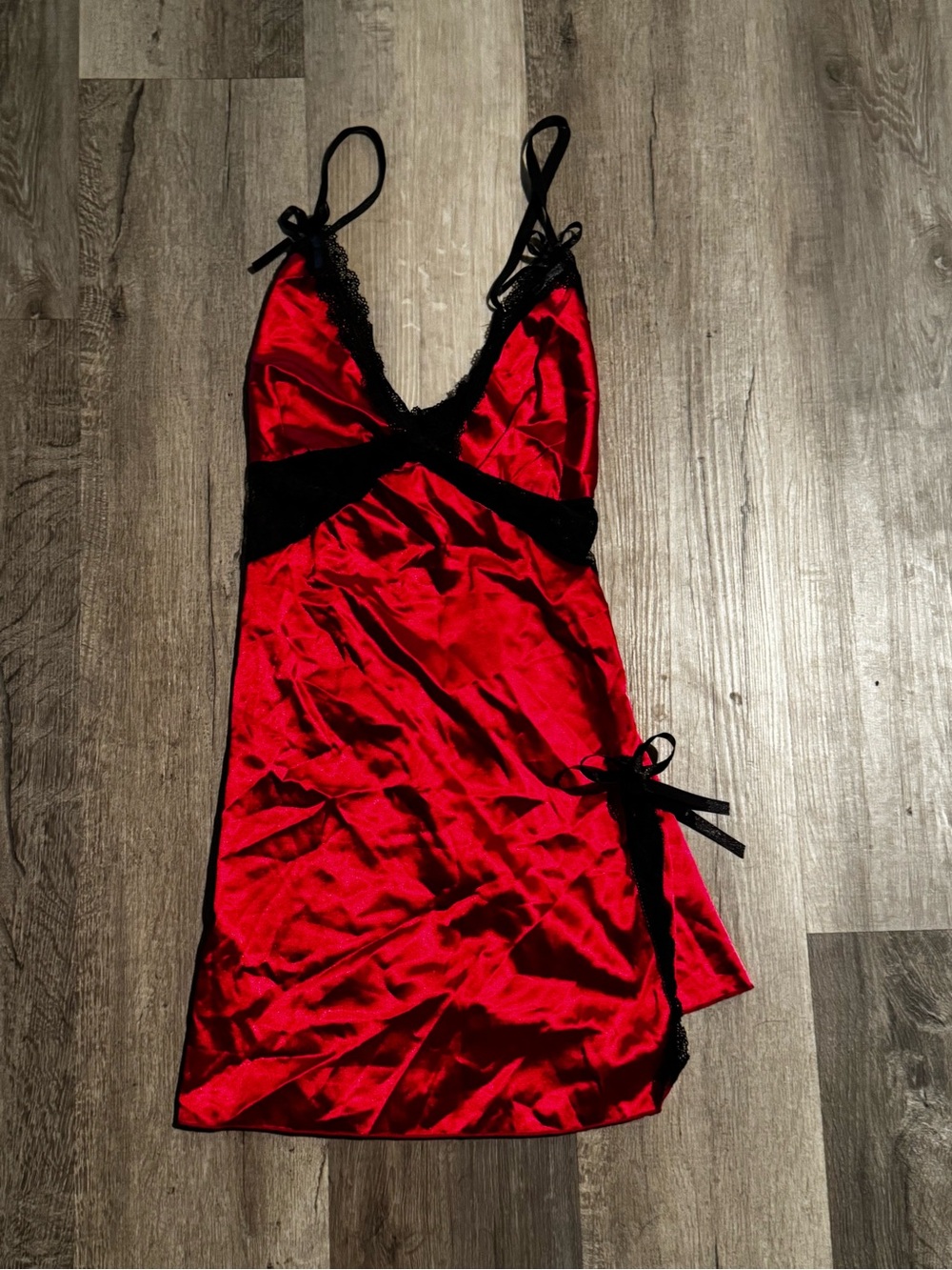 Red Satin Lace-Trim Chemise Slip - Women Intimates